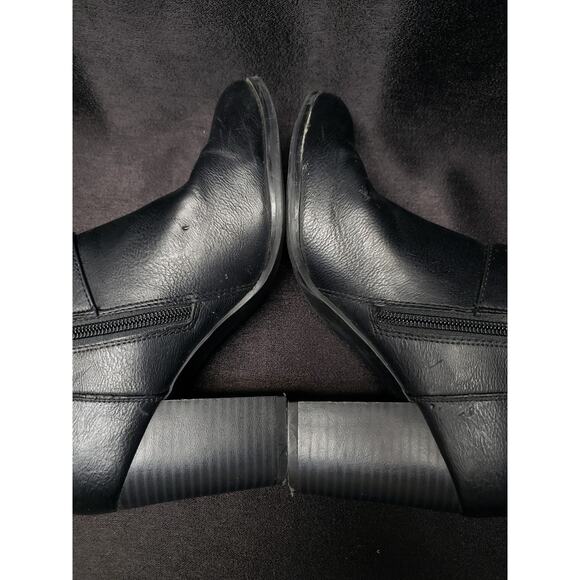 Apt 9 Black Buckled Bootie Block High Heel Side Zip Dress Up Ankle Boot Shoes - Picture 7 of 12